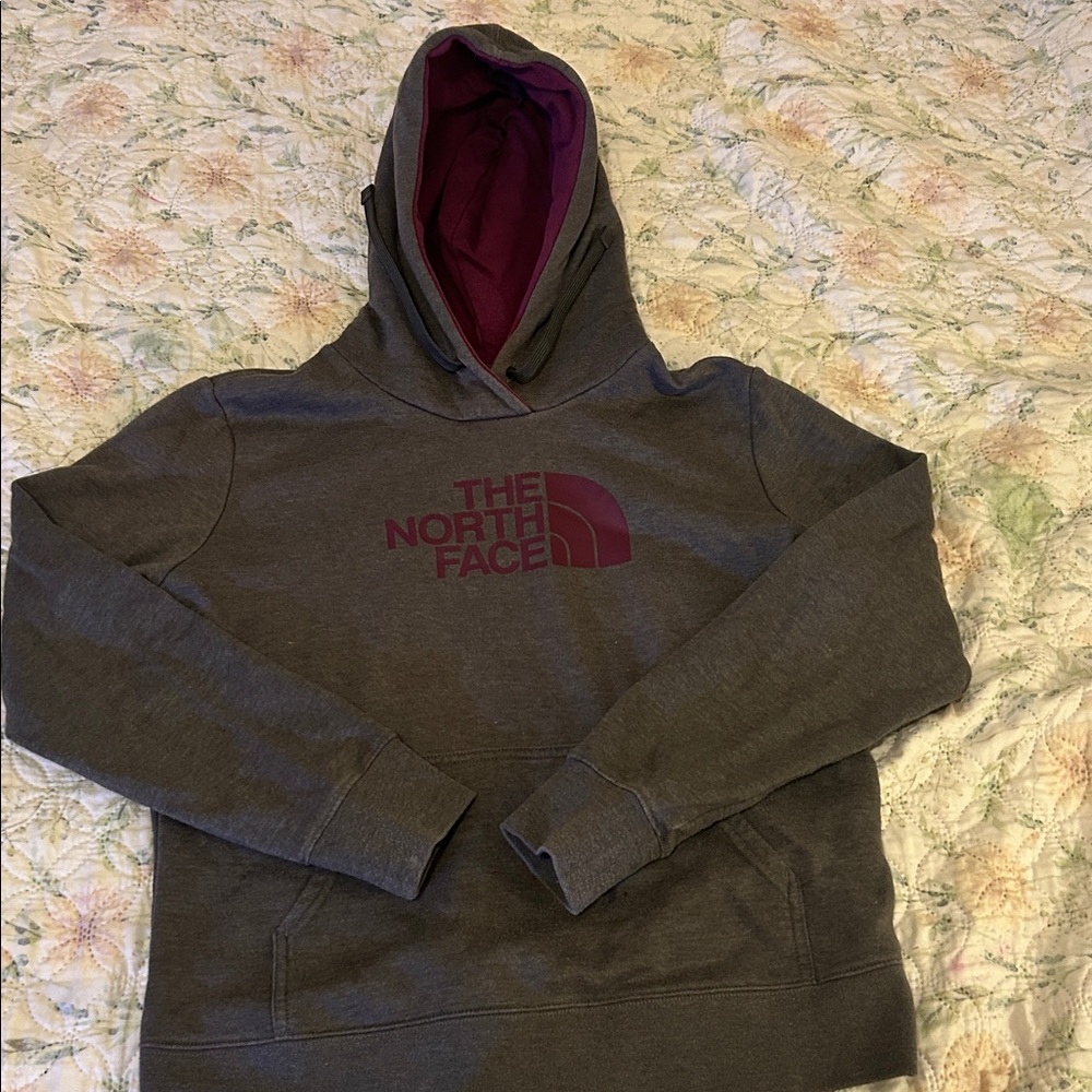 The North Face Charcoal and Burgundy Hoodie